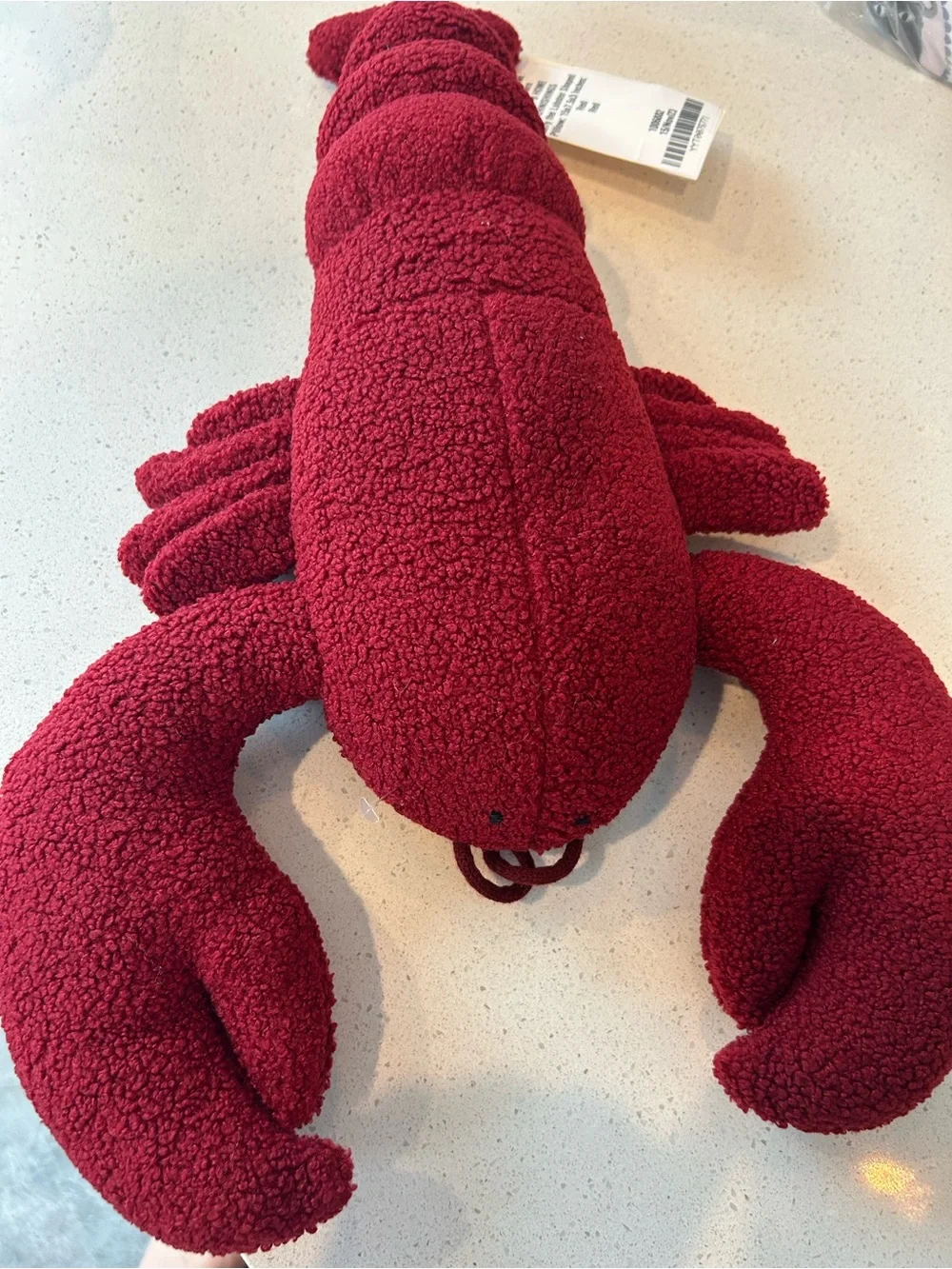 Pottery Barn Larry the Lobster Pillow 7.5x15 Red Coastal Nautical Decor NWOT